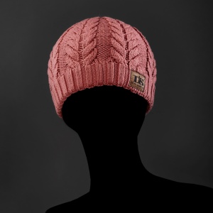 Cable Knitted Merino Wool Beanie - Pink