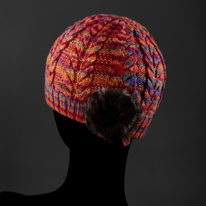 Cable Knitted Merino Wool Beanie - Multi-Colored