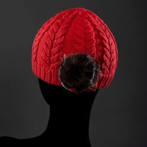 Cable Knitted Merino Wool Beanie - Red