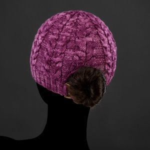Cable Knitted Merino Wool Beanie - Purple